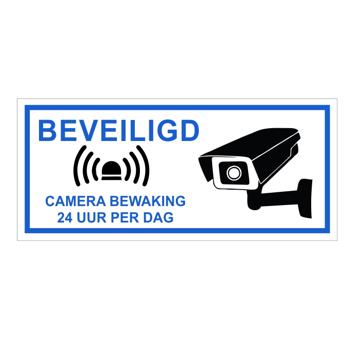 (afbeelding voor) 24 Uur Beveiligd Sticker Blauw