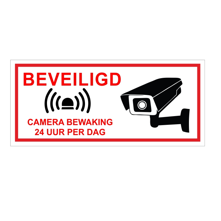 (afbeelding voor) 24 Uur Beveiligd Sticker Rood