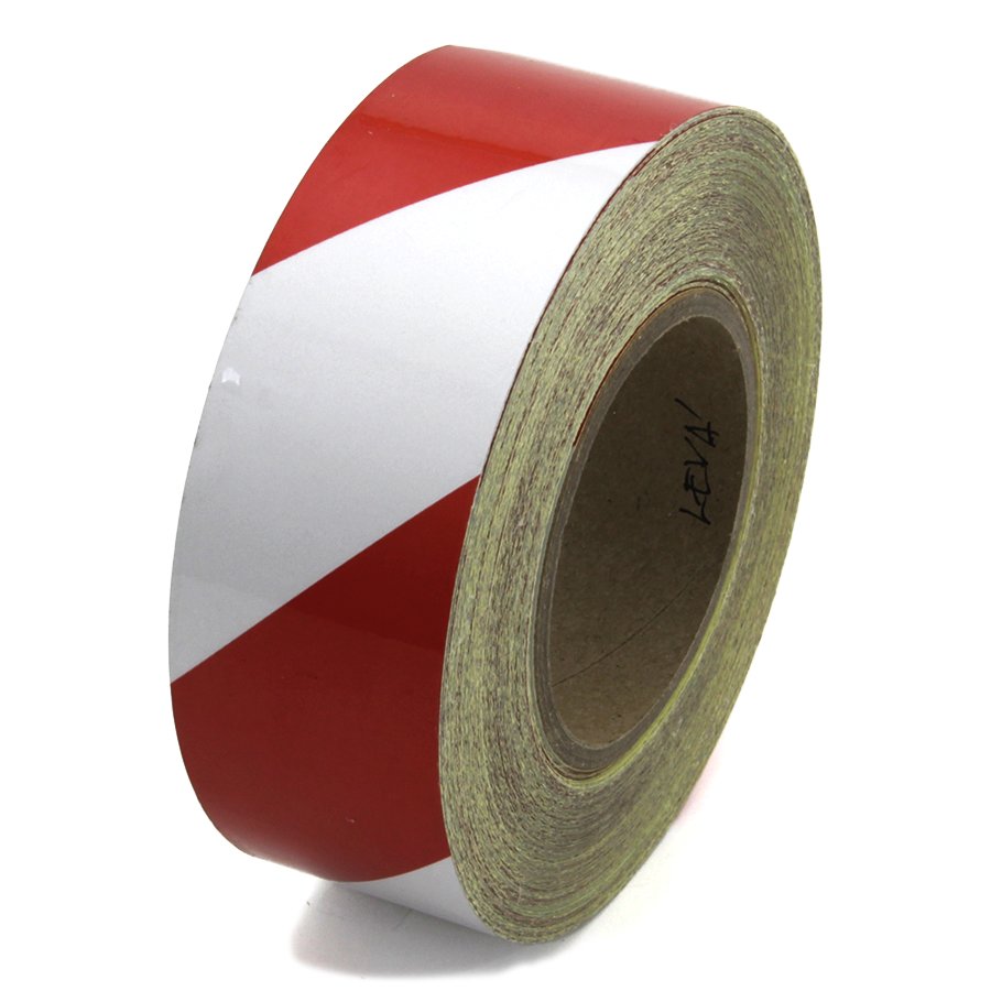 (afbeelding voor) Reflecterende tape Rood-Wit Links - Lengte 45 m, Breedte 5 cm