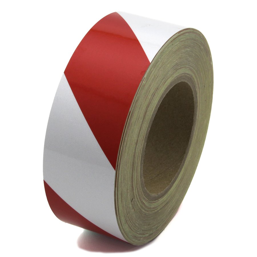 (afbeelding voor) Reflecterende tape Rood-Wit Rechts - Lengte 45 m, Breedte 5 cm