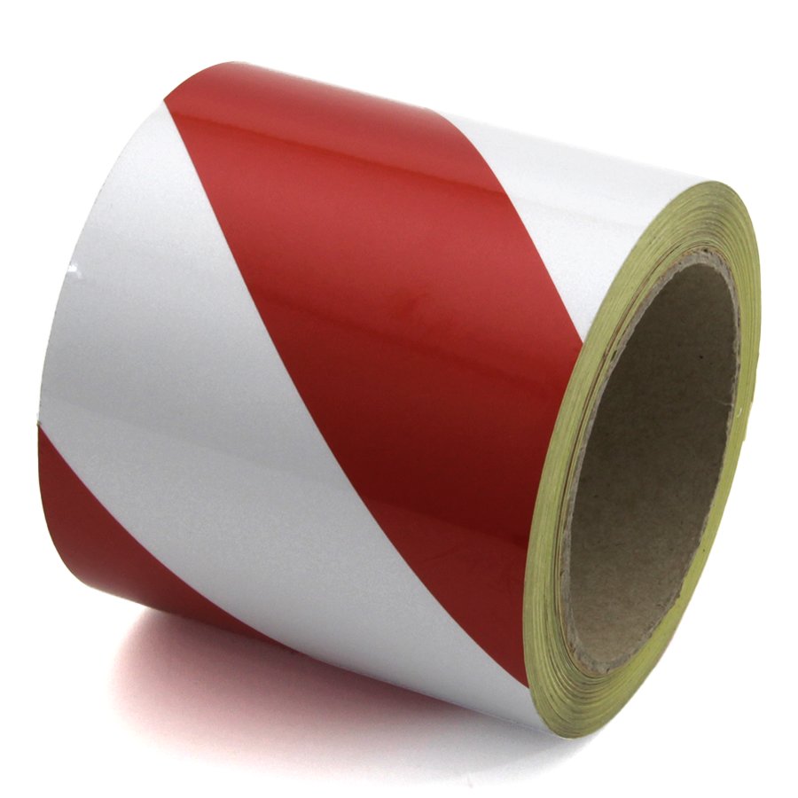 (afbeelding voor) Reflecterende tape Rood-Wit Rechts - Lengte 15 m, Breedte 10 cm