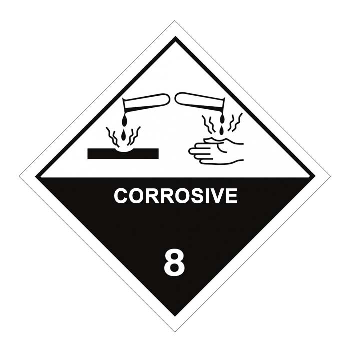 (afbeelding voor) Bijtende (Corrosief) met tekst ADR 8