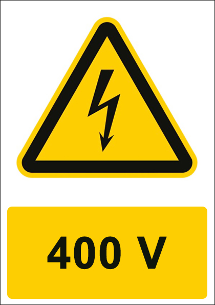 (afbeelding voor) Elektrisch gevaar - 400 V met tekst