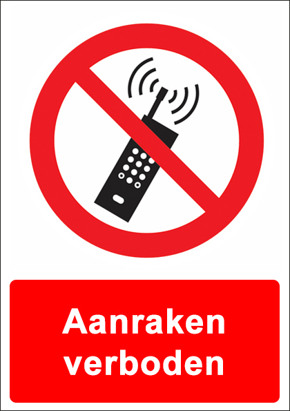 (afbeelding voor) Draagbare telefoon verbode met tekst
