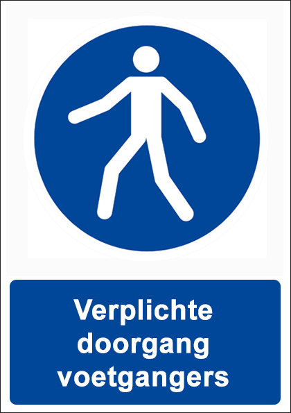 (afbeelding voor) Verplichte doorgang voetgangers met tekst