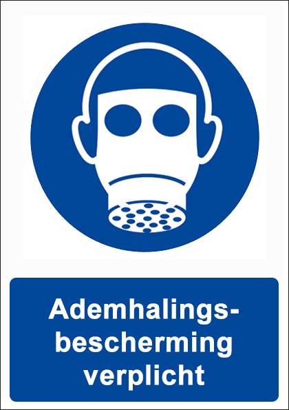 (afbeelding voor) Ademhalingsbescherming verplicht met tekst