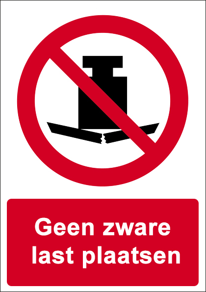 (afbeelding voor) Geen zware last plaatsen met tekst