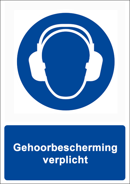 (afbeelding voor) Gehoorbescherming verplicht met tekst