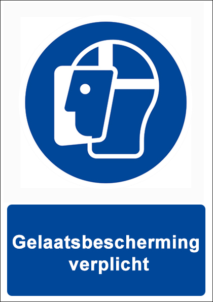 (afbeelding voor) Gelaatsbescherming verplicht met tekst