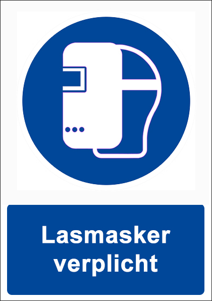 (afbeelding voor) Lasmasker verplicht met tekst