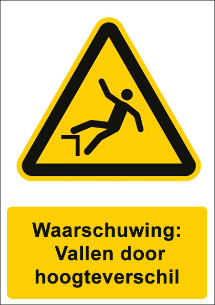 (afbeelding voor) Vallen door hoogteverschil met tekst