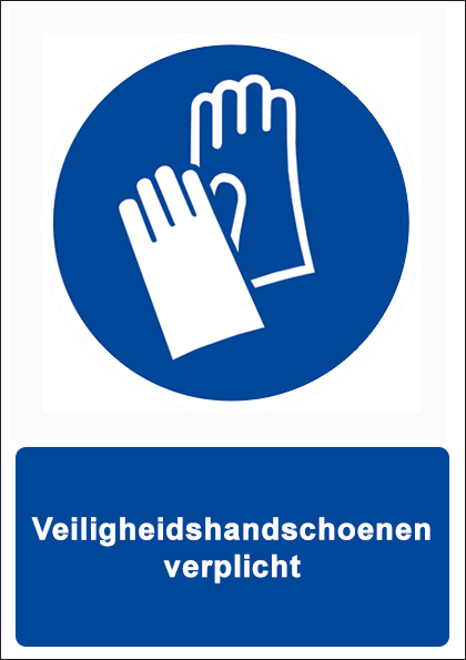 (afbeelding voor) Veiligheidshandschoenen verplicht met tekst