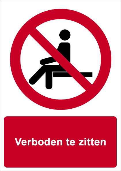 (afbeelding voor) Verboden te zitten met tekst