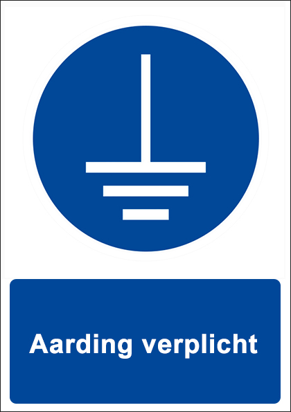 (afbeelding voor) Aarding verplicht met tekst