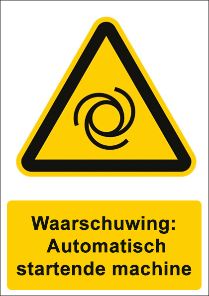 (afbeelding voor) Automatisch startende machine met tekst