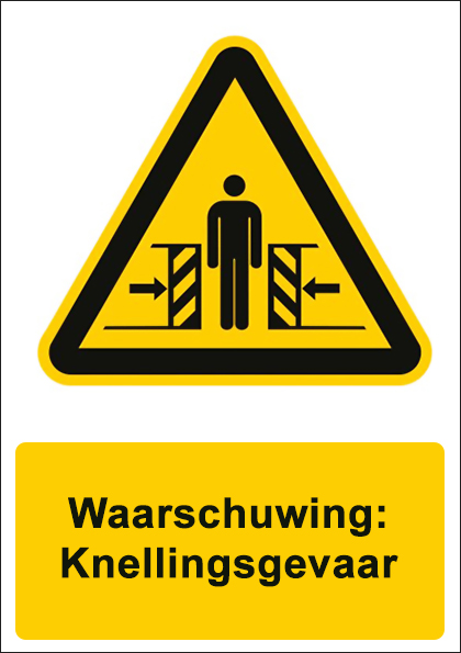 (afbeelding voor) Knellingsgevaar met tekst