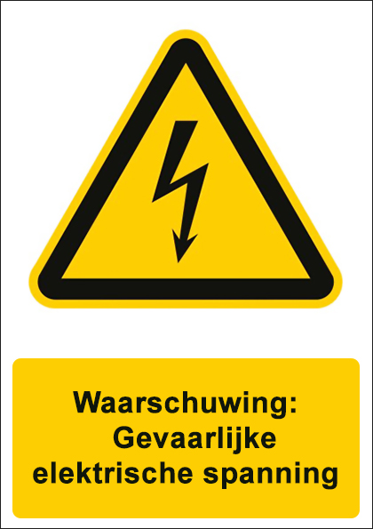 (afbeelding voor) Gevaarlijke elektrische spanning met tekst