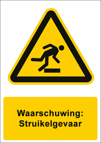 (afbeelding voor) Struikelgevaar met tekst