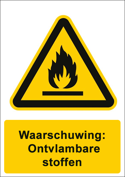 (afbeelding voor) Ontvlambare stoffen met tekst