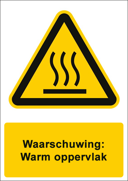 (afbeelding voor) Warm oppervlak met tekst