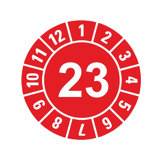 (afbeelding voor) Keuringsstickers met jaartal 2023 (rood)