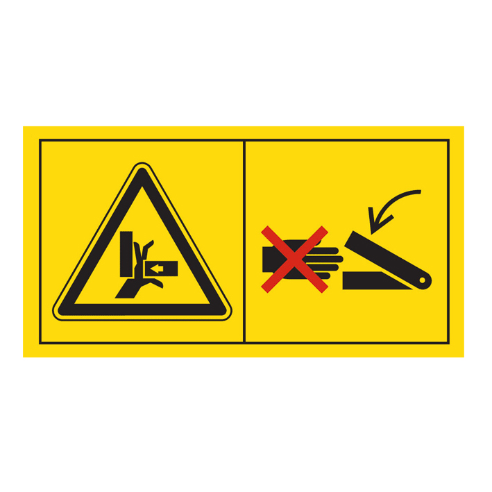 (afbeelding voor) klemgevaar, handen niet in draaiende machines steken