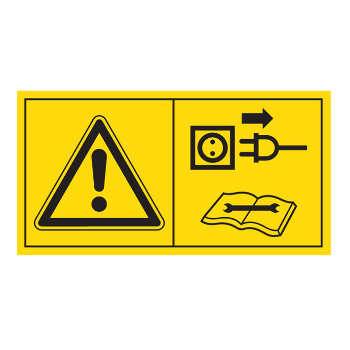 (afbeelding voor) zet motor af, stekker uittrekken voor onderhoud en reparatie